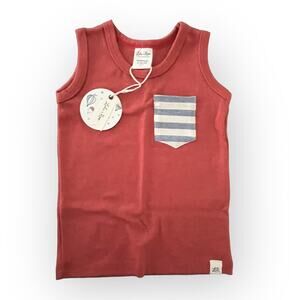 Lulu + Roo NWT Boys Cherry and Midnight Stripe Pocket Tank. 6-12 Months